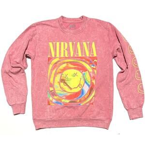 Nirvana Smile Face Crewneck Sweatshirt LARGE L 90’s Grunge Music *New* No Tag